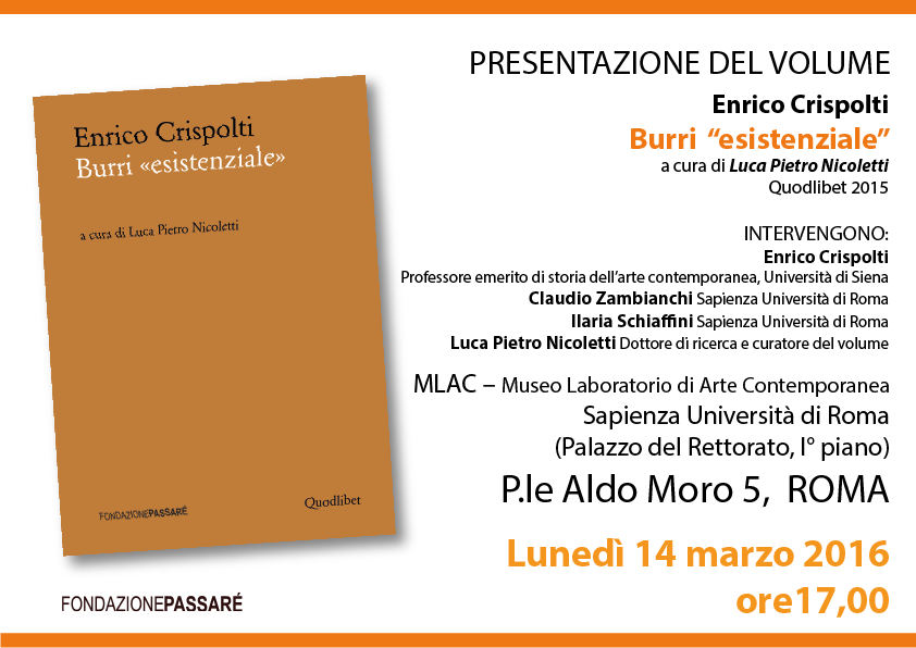 Burri, roma, presentazione, università, sapienza,